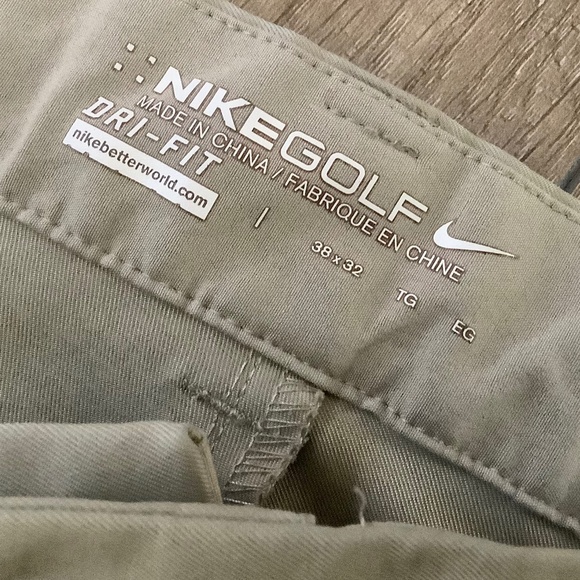 Mens Sz 38 x 32 Nike Dri Fit Khaki Golf Pants polyester spandex 906780-235 - Picture 6 of 9